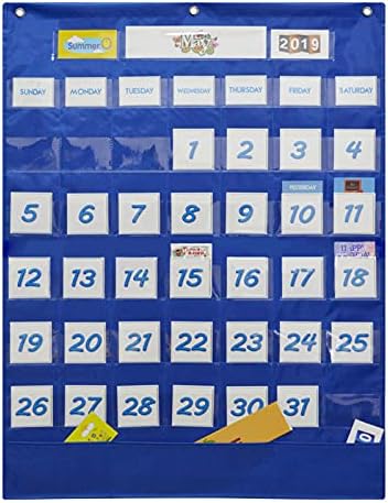 Calendar Pocket Chart Educational Weather Chart & Seasonal Learning Tool for Classroom, 117 Cards Included, 25.75 * 33.75in for Teachers & Parents