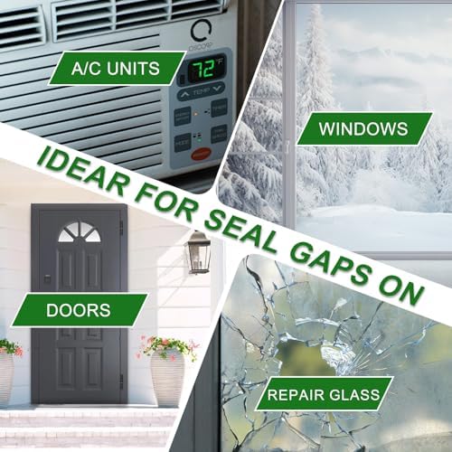 Qoqooice Transparent Window Weather Sealing Tape 2 in x 35 Yards Weather Stripping Residue Free Clear Window Draft Isolation Sealing Film Tape for Windows and Doors Gaps