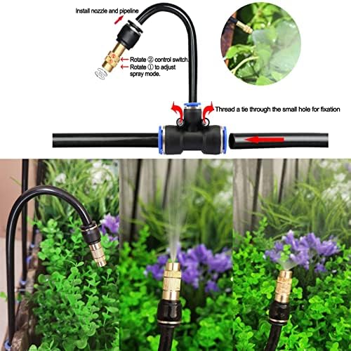 50FT Drip Irrigation Kit, Automatic Garden Watering System with Tool-Free Quick Connectors, 360° Bending Drippers & Copper Misting Nozzles for Greenhouse, Patio, Lawn & Vegetable Garden. (15M)