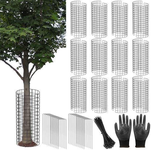 UQM 12 Pack Tree Trunk Protector, 24 Pcs Metal Tree Guards Trunk Protector