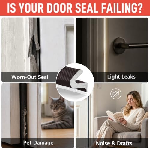Litaibai Kerf Door Weather Stripping for Exterior Doors, Brown, 20 ft