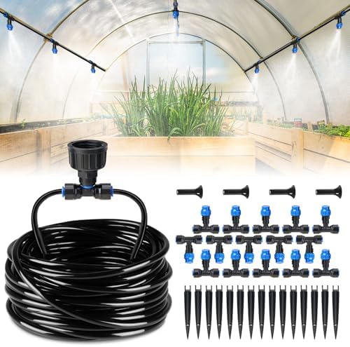 HIRALIY 59FT Drip Irrigation Kit, Quick-Connect Garden Watering System