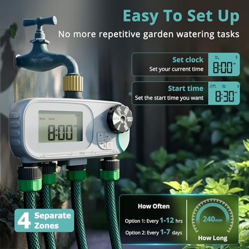 QUOBAS Sprinkler Timer for Garden Hose, Programmable Brass Water Timer