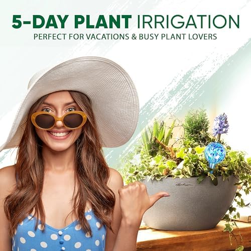 Plant Watering Devices for Indoor & Outdoor Plants, 5 Day Irrigation, Colored Glass, Automatic Water Bulbs, Plant Waterer