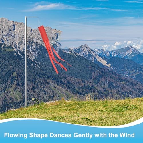 M METERXITY 1-Pack Windsock Flag, Colorful Wind Socks for Garden/Yard/Patio/Home Decor, Spring Summer Fall Winter Outdoor Hanging Decoration [59 in / 150cm, Red]