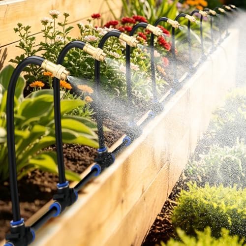 49ft Drip Irrigation System Kit for Raised Bed Plants Lawn