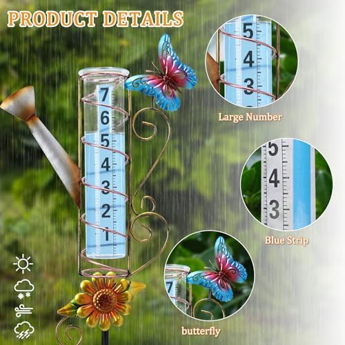 Rain Gauge Outdoor, Kettle-Shape Rain Gauges for Yard Patio Lawn Decor