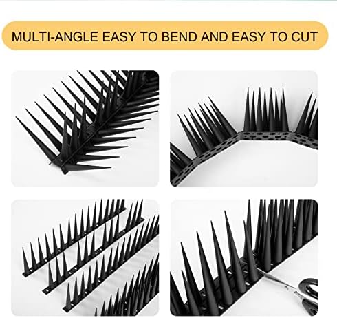 OFFO Bird Spikes Pigeon Outdoor Spikes for Cat Keep Birds Raccoon Woodpecker Away Covers 60 Feet(18.3m), Black