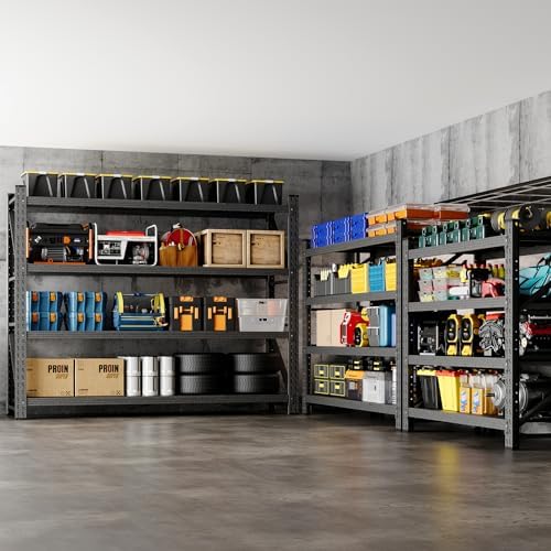 BYNSOE 60" W Storage Shelves 5000lbs Garage Metal Shelving Heavy Duty Garage Shelves Adjustable Storage Shelves for Industrial, Factory, (60" W X 24" D X 70" H)