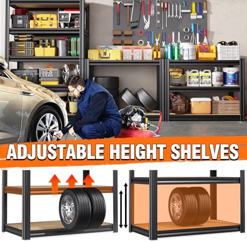 71"Hx28"Wx12"D Garage Shelving-5 Tier Garage Storage Shelves,Adjustable Heavy Duty Metal Shelving Unit and Storage Large Rack,Utility Steel Shelf For Warehouse Industrial Pantry Basement Organizers