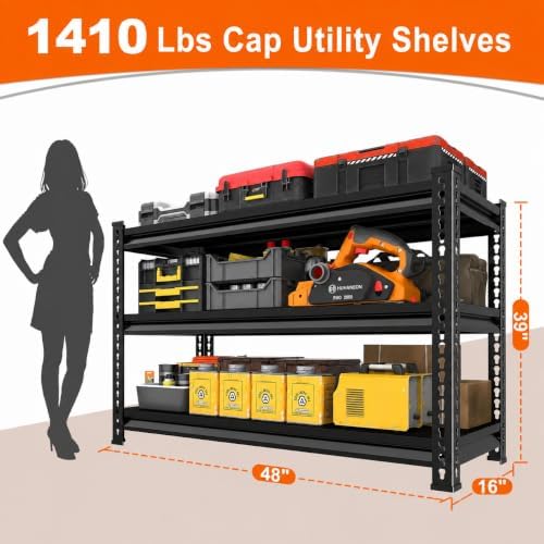 Metal Garage Shelving for Storage - 48" W x 16" D x 39" H