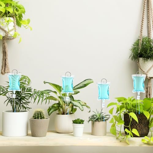 Norme 12 Pcs Plant Drip Irrigation Set 500 ml Drip Water Bag Plant Waterer with Support Rod Stakes Self Watering Spikes Automatic Watering System for Potted Indoor Outdoor
