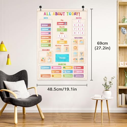 Morning Circle Time Board,Preschool Daily Calendar Learning Chart,Days Week Month Year Weather Seasons Chart for Kids,All About Today Chart for Homeschool Preschool Activities
