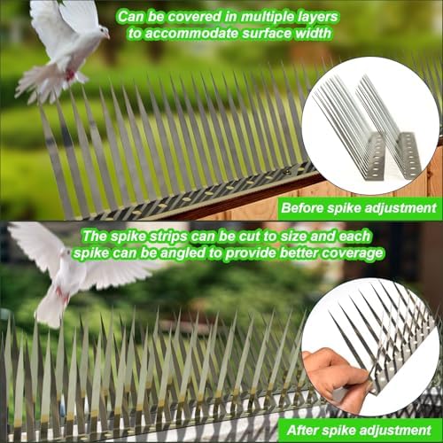 Bird Spikes, Squirrel Spikes and Squirrel Baffles Keep Raccoons, Cats and Snakes Away from Gardens, Fences and Climbing Bird Feeder Poles. (40 inches)