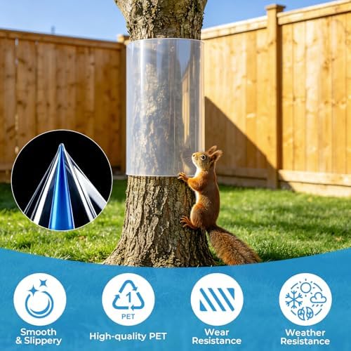 Squirrel Baffle for Tree Trunk,Squirrel Tree Guard Trunk Protector for Bird House and Wooden Post Bird Feeder,Outside Baffle Guard Protector from Squirrel Raccoon Iguana (78.7inch)