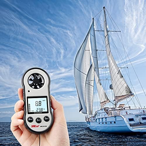 Digital Wind Speed & Temperature Anemometer, handheld Wind Gauge for Shooting, Windsurfing, Hunting - Gray