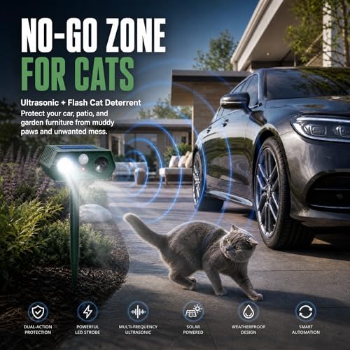 2026 Sonic Fortress Pro Deer Repellent Devices, Solar Ultrasonic Racoon Squirrel Repellent Outdoor Motion Activated Animal Repeller Cat Deterrent Light to Scare Rabbit Skunk Dog Out of Garden Yard(4)