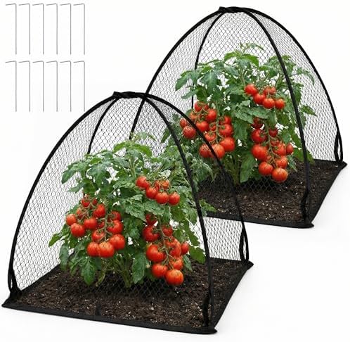 2 Pcs Pop-Up Mesh Plant Cover Tent, 30 x 28 in Garden Net Cage Guard Cover