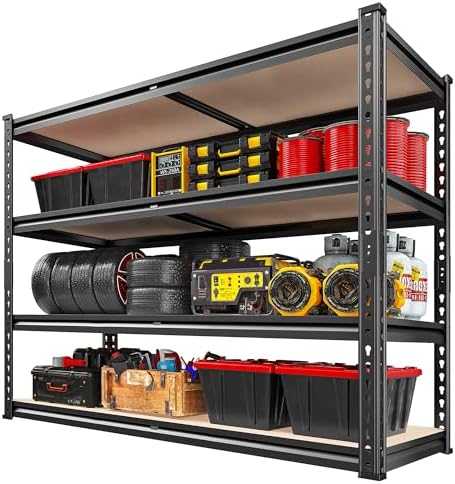 REIBII 2000LBS Storage Shelves,4-Tier Adjustable Garage Shelving for Pantry