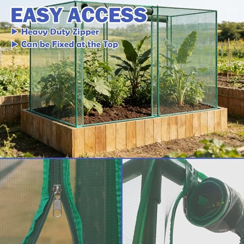 4' x 8' x 6' Crop Cage Plant Protection Tent with Zippered Doors, Pest Guard Cover for Vegetable Garden, Raised Beds, Fruits & Outdoor Plants, Dark Green
