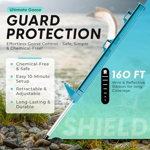 Easy-to-Install Fence System to Keep Geese and Birds Off Lakefront, River, or Pond - Durable Geese and Bird Deterrent for Property Protection
