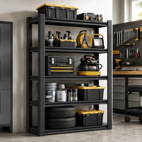 SAWJEC Garage Shelving Unit, 63" Compact 5-Tier Metal Storage Rack