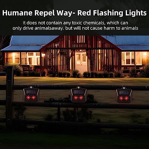 Solar Nocturnal Animal Repeller Outdoor Predator Lights for Chicken Coop Predator Protection Coyote Deterrent for Yard Nite Guard Solar Lights Predator Eyes-Protects Against Fox,Raccoon,Skunk,Deer(4)