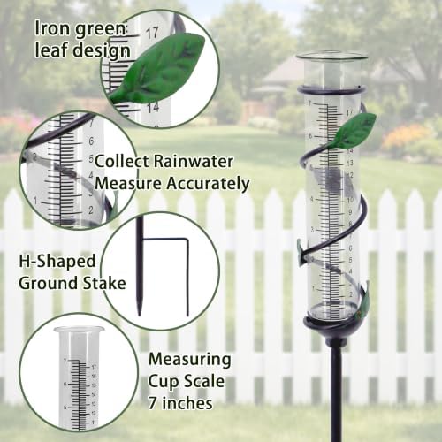 27" Garden Rain Gauge - 7" Plastic Tube for Outdoor Indoor Use, Patio Yard Decor Statue