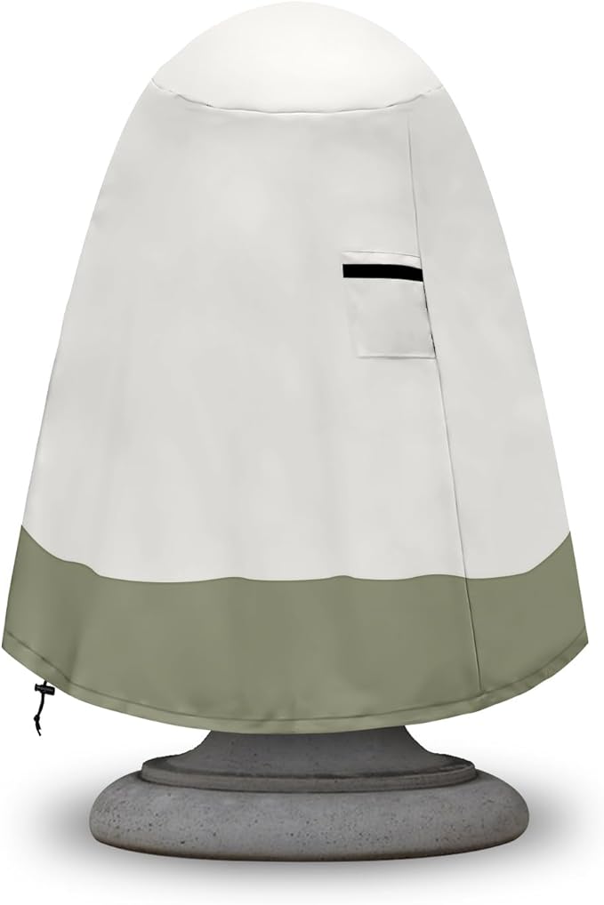 Fountain Cover（36"x42"） 600D Oxford Cloth Garden Fountain Statue Protective Cover, Fountain Protector with Drawstring Weather Resistant for Winter Outdoor Patio Fountain (36"x42"- khaki)