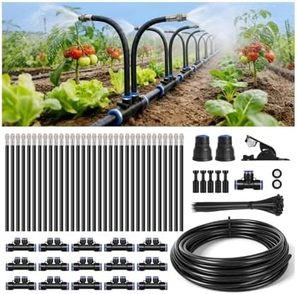 50FT High-Flow Irrigation System for Garden, 12mm Main Tubing,30 Nozzles