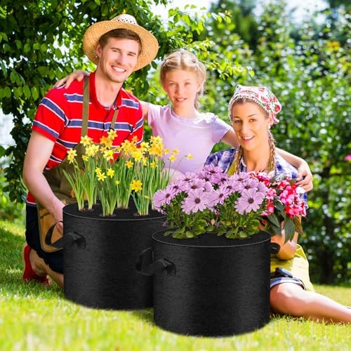 3Pack 10Gallon Grow Bags with Planting Holes,Planting Bags, Plant Grow Bags