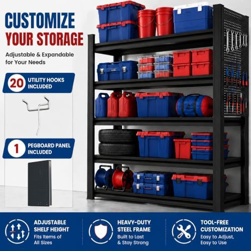 Garage Shelving, 3300 LBS Storage Shelves with Side Guard