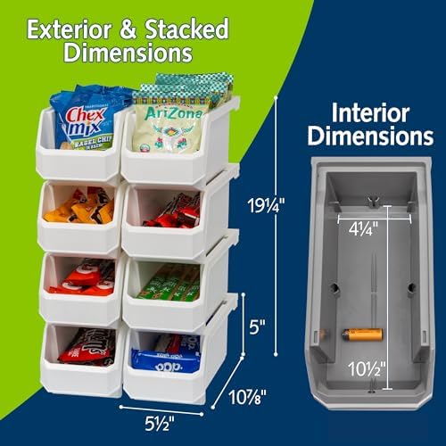 ReadySpace Medium Stackable Plastic Storage Bins, 8-Pack, White