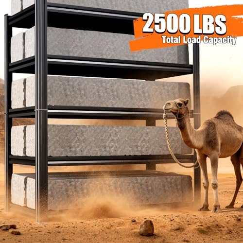 Set of 5 71"H Garage Shelving-2050LBS 5 Tier Storage Shelves,Adjustable Heavy Duty Metal Shelving Unit and Storage Large Rack,Utility Steel Shelf For Shop Warehouse Industrial Pantry 71"x35"x16"