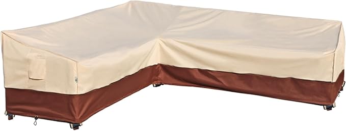 Outdoor Sectional Cover-L-Shaped Patio Furniture Covers Waterproof Rip-Stop Anti-UV 600D Outdoor Couch Sofa Cover with 3 Air Vents, Left-facing, 83''L(104''L)32''D 31''H