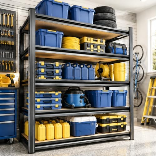 Garage Shelving,2-in-1 Adjustable Storage Shelves with Guard