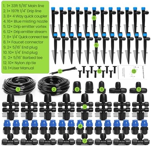 Bonviee Drip Irrigation System Kit for Garden Watering, 230FT Quick Connect