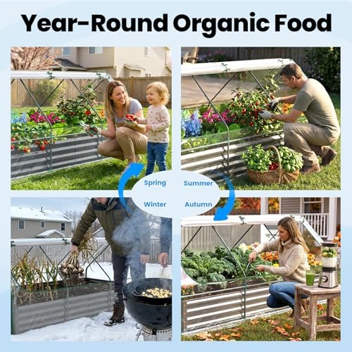 Quictent 8x4x1ft Galvanized Raised Garden Bed with Cover