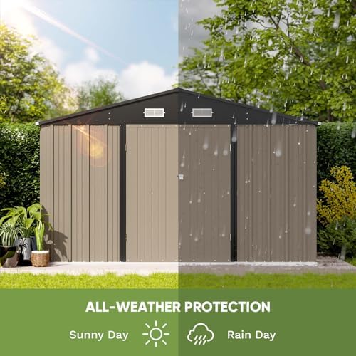 Patiowell 10 x 8 FT Outdoor Storage Shed, Large Garden Tool Metal Shed