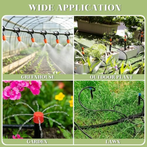 Dianrui 240FT Drip Irrigation System, Automatic Drip Irrigation Kit for Greenhouse/Yard/Lawn/Plant/with 1/2 inch Hose, 1/4 inch Distribution Tubing and Accessories