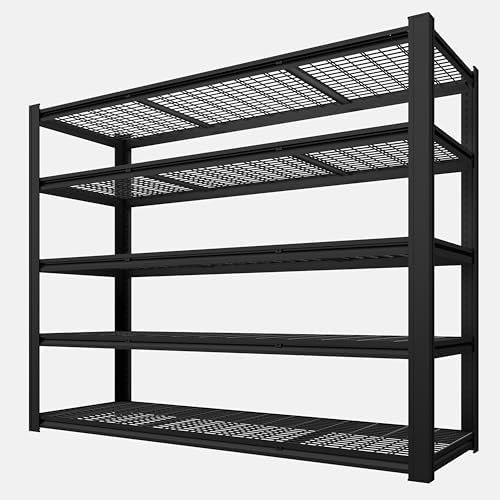 Extra Large 84" Hx 62.12" Widex 24" D Adjustable Industrial Metal/Steel 6-Shelf-Storage-Rack Heave Duty Utility Tall Garage/Warehouse Shelving Shelves Unit/System for Bin/Shed, Black