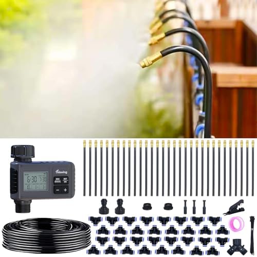 360° Adjustable Drip Irrigation System with 32 Nozzles & Water Timer