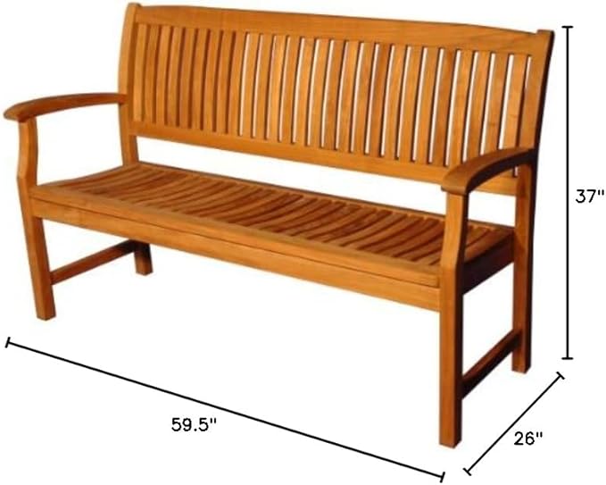 Teak Tisbury Bench Collection 5ft, Wooden Dining Bench, Outdoor Patio Bench, Premium Quality Outdoor Teak Bench for Park, Garden Entranceways