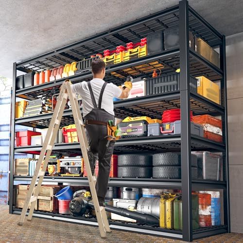REIBII 60" W Heavy Duty Garage Shelving,6 Tier Metal Shelving Units