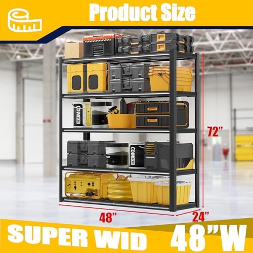 Durstruct 5 Tier Heavy Duty Metal Storage Rack 48”W x 24”D x 72”H