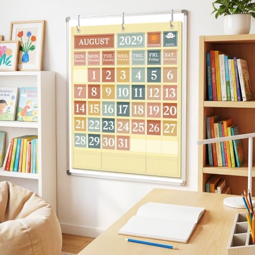 Boho Calendar Pocket Chart Set for Classroom, 118 Cards