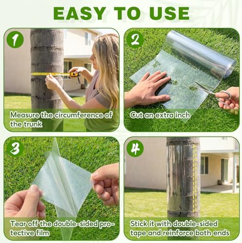 UNIFAMILY Iguana Tree Wraps, PET Squirrel Baffle for Tree Trunk Protector Guard for Reptiles Climbing 32x16IN, Cat Anti Climb Trees Guard, Squirrel Duards for Trees with Double-Sided Adhesive