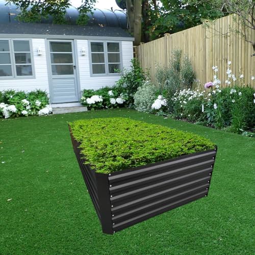 6x2x2FT Black Metal Raised Garden Bed Kit, Galvanized Outdoor Planter Box for Vegetables, Flowers, Herbs, Succulents and More