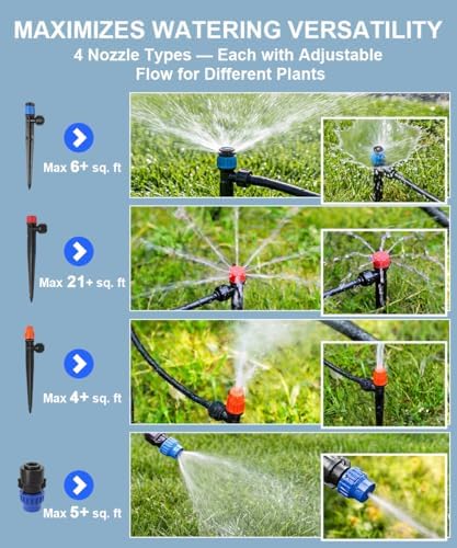 40FT Main tube1/2 Drip Irrigation System Kit with 40 Adjustable Nozzles