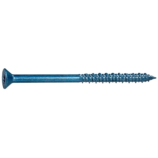 Blue Ruspert Star Drive Flat Head Masonry Screws, 100 Pieces - 1/4" x 2-3/4" Self-Tapping Concrete Masonry Screws, Fasteners for Interior & Exterior Construction, Repair